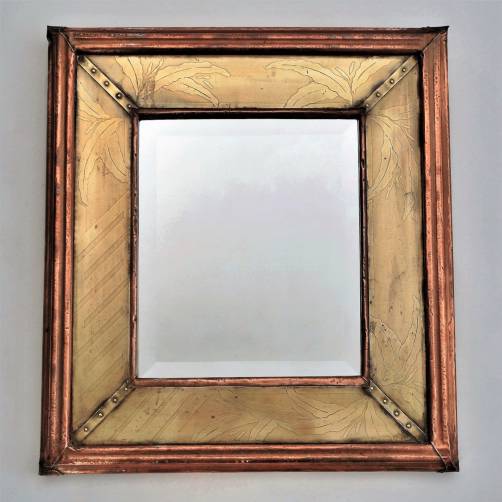 Rodolfo Dubarry wall mirror, brass & copper, 1970`s ca, Spanish